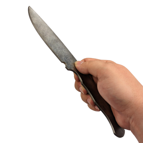 Hunter knife blank included in the Artisan Supplies Beginner Knife Making Kit - Waterjet Cut Blank. Waterjet cut from 1075 high carbon steel annealed (soft).