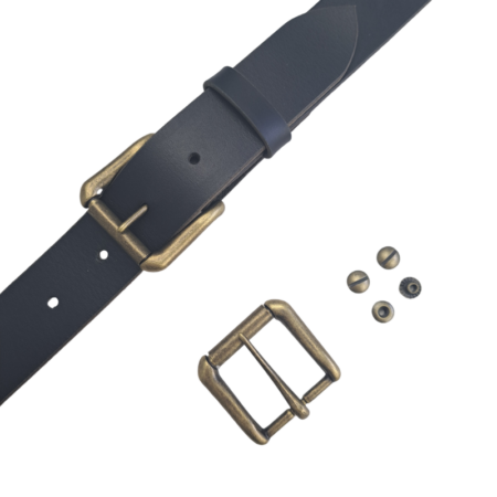 Beginner Leather Belt Kit 38mm kit. Available in 3 colours and 6 hardware finishes. Comes complete with Leather, Buckle and Open Back Screw Posts